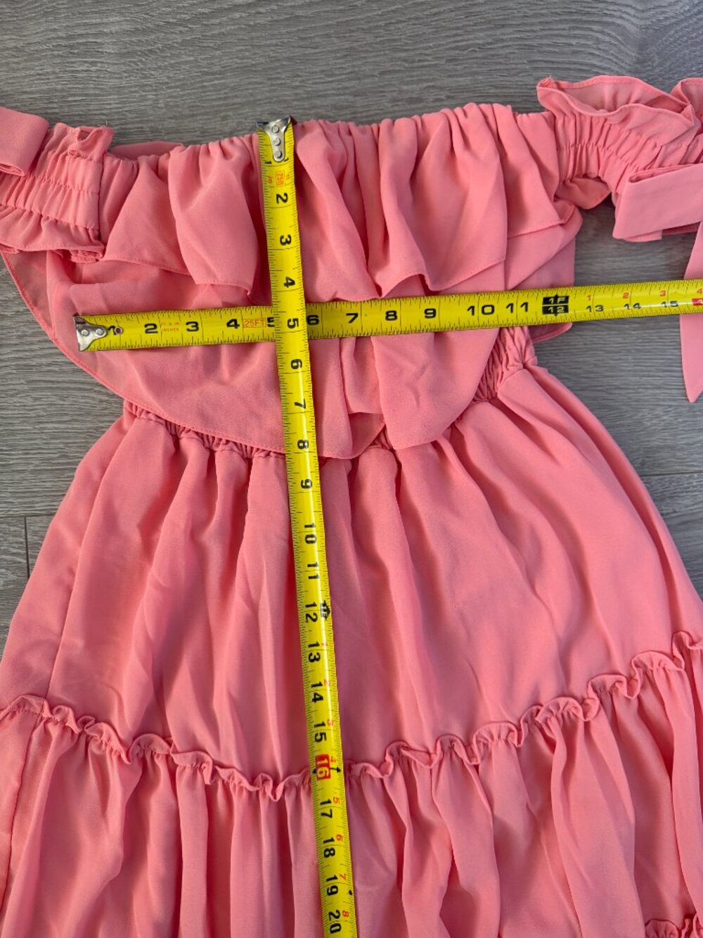 MISA Los Angeles Coral Pink Off Shoulder Tiered Ruffle Maxi Dress XS - Picture 6 of 9